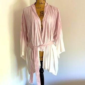 NEW Anthropologie Cloth & Stone Ombre Kimono Wrap Jacket Lavender White M